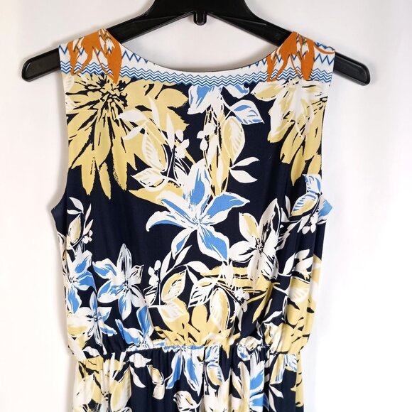 Enfocus Studio Blue Yellow Floral Maxi Dress Women’s Size 6 Sleeveless Excellent - Picture 5 of 9